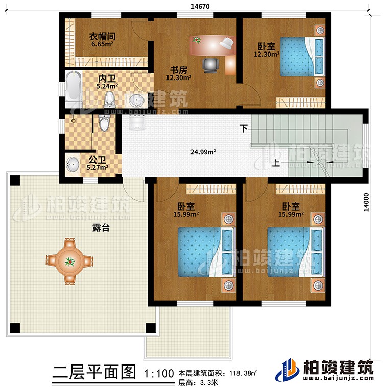 二层简欧农村别墅带双车库施工效果图纸全套 造价30万BZ263-简欧风格