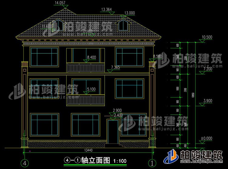 背立面图